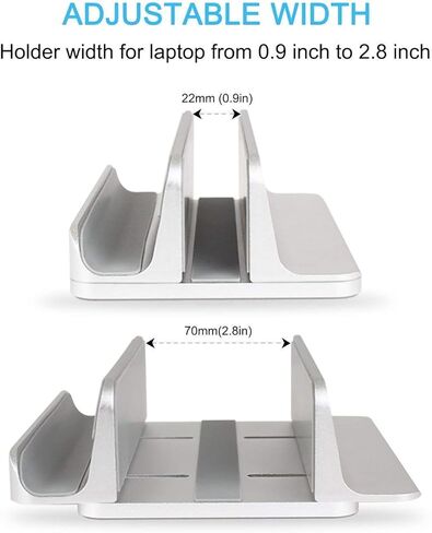 JARLINK Vertical Laptop Stand Bundle with (Upgraded Version) Vertical Laptop Stand, Desktop Stand Adjustable Laptop Holder (up to 17.3 inches) Compatible with All Laptops iPad Tablet (Silver) in Saudi Arabia