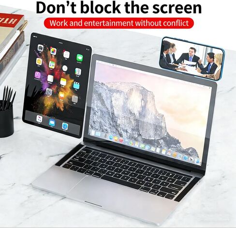 Adjustable Laptop Stand, Magnetic Phone Holder for Laptop Designed, Adjustable Phone Monitor Side Mount, Slim Portable Foldable Computer Expansion Bracket (Silver) in Saudi Arabia