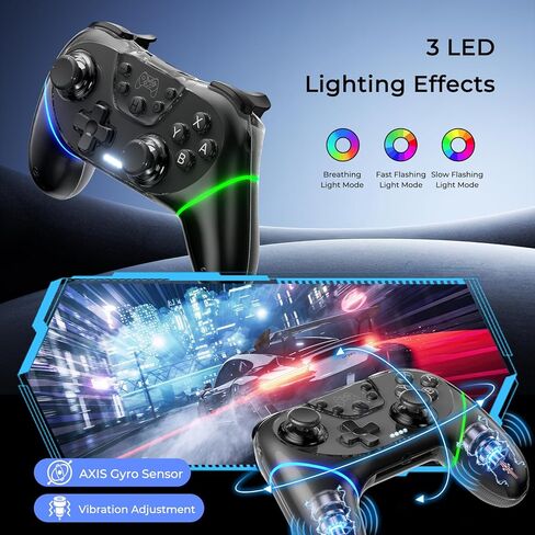 وحدة تحكم Honghao Switch/Switch 2، وحدات تحكم ألعاب لاسلكية احترافية للكمبيوتر الشخصي لطراز Tesla 3/S/X/Cybertruck/Nintendo Switch/PC (أسود) in Kuwait