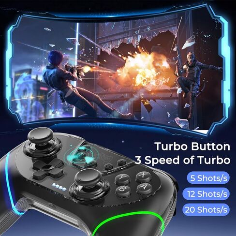 وحدة تحكم Honghao Switch/Switch 2، وحدات تحكم ألعاب لاسلكية احترافية للكمبيوتر الشخصي لطراز Tesla 3/S/X/Cybertruck/Nintendo Switch/PC (أسود) in Kuwait