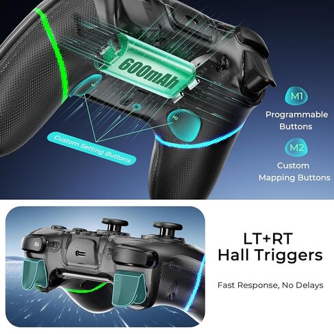 وحدة تحكم Honghao Switch/Switch 2، وحدات تحكم ألعاب لاسلكية احترافية للكمبيوتر الشخصي لطراز Tesla 3/S/X/Cybertruck/Nintendo Switch/PC (أسود) in Kuwait