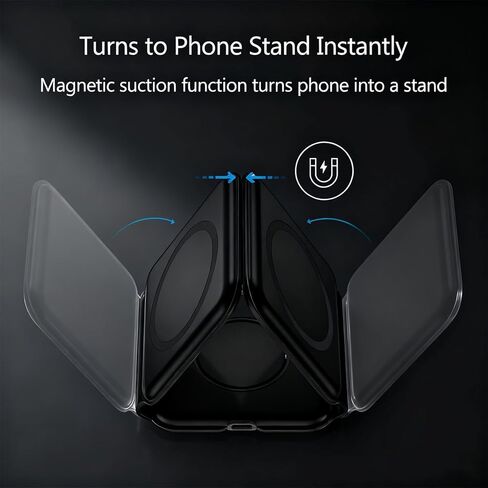Charging Station for Apple Multiple Devices - 3 in 1 Foldable Magnetic Wireless Charger Dock - Travel Charging Pad for iPhone 16 15 14 13 12 Pro Max Plus Watch & Airpods, Black in Saudi Arabia
