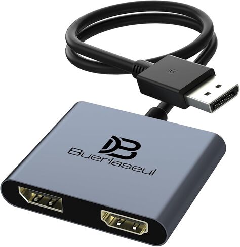 موزع منفذ DisplayPort 1 في 2، مقسم منفذ العرض للشاشات المزدوجة 4K@60 هرتز، محور عرض MST ممتد لشاشات HDMI وDisplayPort، لبطاقة رسومات سطح المكتب/NVIDIA/AMD in Saudi Arabia