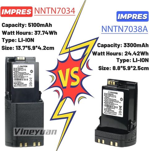2X 5100mAh High Capacity NNTN7034 IMPRES Replacement Li-ion Battery Compatible for APX6000 APX7000 APX6000XE APX7000XE APX8000XE SRX2200 in Saudi Arabia