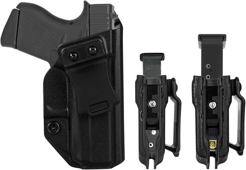 حافظة IWB لليد اليمنى تناسب موديلات Glock 43/43X/43X MOS مع حافظة مسدس السكك الحديدية وحامل عالمي 9 مم/.40 حامل ماج مزدوج/مفرد IWB/OWB حافظات مجلة مخفية in Saudi Arabia