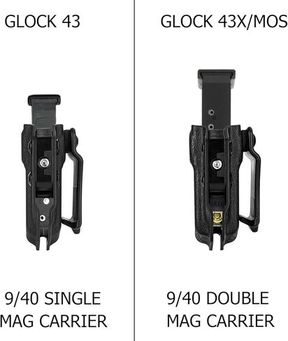 حافظة IWB لليد اليمنى تناسب موديلات Glock 43/43X/43X MOS مع حافظة مسدس السكك الحديدية وحامل عالمي 9 مم/.40 حامل ماج مزدوج/مفرد IWB/OWB حافظات مجلة مخفية in Saudi Arabia