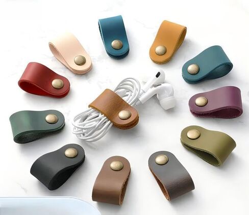 10pcs Faux Leather Data Cable Earphone Cable，Faux Leather Tie for Cable Management, Without Battery in Saudi Arabia