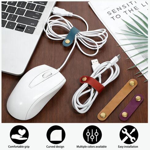 10pcs Faux Leather Data Cable Earphone Cable，Faux Leather Tie for Cable Management, Without Battery in Saudi Arabia