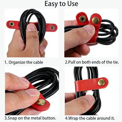 10pcs Faux Leather Data Cable Earphone Cable，Faux Leather Tie for Cable Management, Without Battery in Saudi Arabia