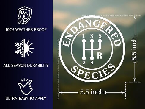 Endangered Species Decal - Manual Transmission Gear Shift Vinyl Sticker for Car Truck SUV Laptop - Waterproof Durable - Gift for Driving Enthusiast in Saudi Arabia