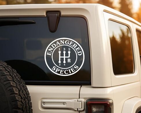 Endangered Species Decal - Manual Transmission Gear Shift Vinyl Sticker for Car Truck SUV Laptop - Waterproof Durable - Gift for Driving Enthusiast in Saudi Arabia
