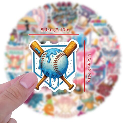 Baseball Stickers 50PCS Ice Cream Drip Baseball sports enthusiast Stickers for Water Bottles, Helmets, Luggage, Teaching Incentives, Party Favors, Gifts for Girls, Kids, Teens and Adults (Colourful-5) in Saudi Arabia