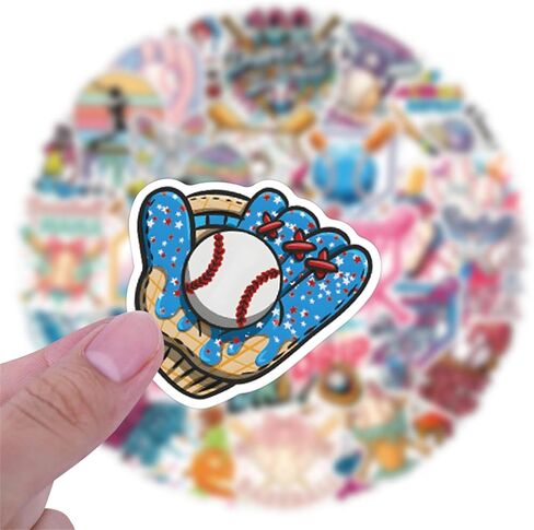 Baseball Stickers 50PCS Ice Cream Drip Baseball sports enthusiast Stickers for Water Bottles, Helmets, Luggage, Teaching Incentives, Party Favors, Gifts for Girls, Kids, Teens and Adults (Colourful-5) in Saudi Arabia