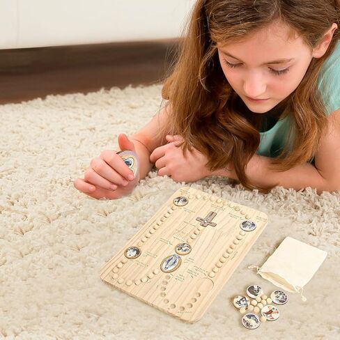 RERUICO Wooden Rosary Board with 54 Rosary & 22 Mysteries Prayer Cards - Montessori Educational Toy for Kids to Learn Pray in Saudi Arabia