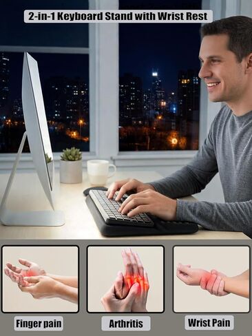 Computer Keyboard Stand with Wrist Rest, Ergonomic All-in-One Keyboard Riser with Palm Support Pad, Non-Slip Desktop Computer Stand for Office Home Gaming Desk (Black) in Saudi Arabia