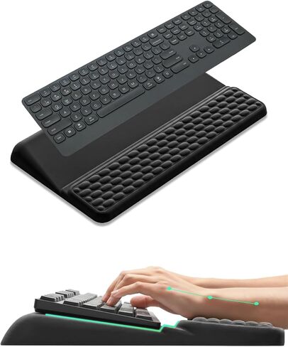 Computer Keyboard Stand with Wrist Rest, Ergonomic All-in-One Keyboard Riser with Palm Support Pad, Non-Slip Desktop Computer Stand for Office Home Gaming Desk (Black) in Saudi Arabia
