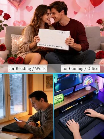 Computer Keyboard Stand with Wrist Rest, Ergonomic All-in-One Keyboard Riser with Palm Support Pad, Non-Slip Desktop Computer Stand for Office Home Gaming Desk (Black) in Saudi Arabia