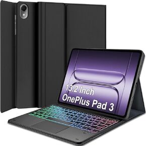 حافظة لوحة مفاتيح بإضاءة خلفية لجهاز OnePlus Pad 3 (13.2 بوصة) 2025، 7 ألوان قوس قزح بإضاءة خلفية قابلة للفصل ولوحة لمس بلوتوث وغطاء ذكي فوليو in Kuwait