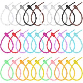 30 Pack Silicone Zip Ties, 8.2 Inch Colorful Tie Clips Rubber Reusable Twist Ties Cable Strap for Home Office Kitchen Cord Organizer Food Bag Sealing Tie in Saudi Arabia