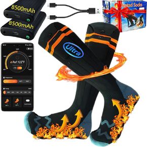 Heated Socks, Heated Socks for Women Men with App Control 2 * 8500mAh Rechargeable Electric Heated Socks Washable Warm Socks for Outdoors Work Skiing Hunting Riding Cycling Hiking Camping Xmas Gifts in Saudi Arabia