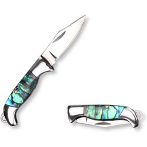 Pocket Folding Knife with Abalone Shell Handle, Mini EDC Tool, Compact Size for Camping (stainless steel) in Saudi Arabia