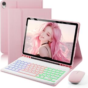 Keyboard Case for Samsung Galaxy Tab S11-11 inch 2025 Cover (SM-X730, SM-X736, SM-X736B)- 7 Color Rainbow Change Backlit Detachable Magnetic Keyboard with S Pen Holder with Mouse - Pink in Kuwait