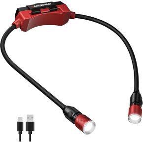 ARCCAPTAIN Rechargeable Neck Light, 4-Brightness Neck Lamp with Angle & Focus Control, 8H Runtime, Red Warning Light, Battery Indicator, Magnetic Mount for Work, Reading & Outdoor Use in Kuwait