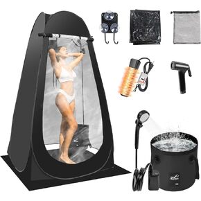 Portable Hot Shower Tent for Camping,Pop Up Privacy Tent with Rechargeable Camping Shower with 2000w Immersion Water Heater in Kuwait