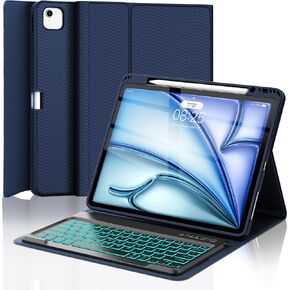 Keyboard Case for iPad Air 13 (M3&M2) 2025/2024 & iPad Pro 12.9 inch (5th, 6th Generation), Keyboard Cover Detachable Backlit Wireless Keyboard Cover with Pencil Holder and Auto Sleep/Wake Function in Kuwait