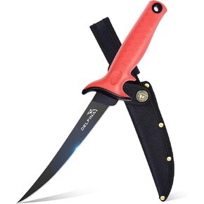DELFINA 9 inch Fillet Knife For Fish, Ergonomic Soft Handle & Sheath, German Steel, Ideal for Filleting & Deboning in Saudi Arabia