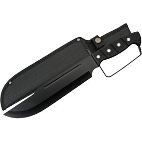 سكين SZCO Full Tang Bowie مقاس 15 بوصة - سكين تخييم أسود مع مقبض D-Guard، شفرة من الفولاذ المقاوم للصدأ وغمد للصيد والتخييم والاستخدامات الخارجية in Kuwait