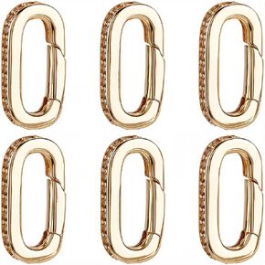 SUNNYCLUE 1 Box 4Pcs Real 18K Gold Plated Oval Spring Clip Spring Keychain Ring Brass with Cubic Zirconia Trigger Gate Snap Hook Carabiner Clasp Buckle for Purse Jewelry Bag Lanyard Keychain DIY Craft in Kuwait