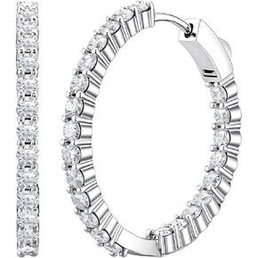 EIoways Moissanite Hoop Earrings, D Color VVS1 925 Silver, 17mm/24mm/30mm Huggie Hoop Earrings for Thanksgiving Valentines Anniversary Jewelry in Saudi Arabia