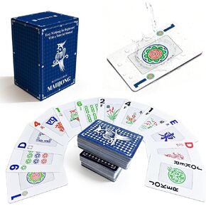 166-Pcs Mahjong Playing Cards - Waterproof & Non-Slip PVC Material, Large Font for Easy Reading, Durable & Portable, Ideal for Beginners & Elderly, Perfect for Travel, Camping,Family Games in Kuwait