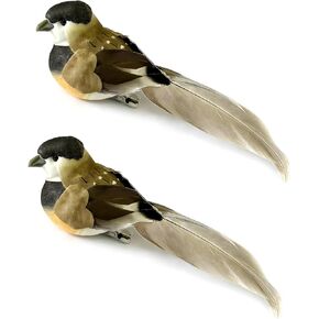 2pcs Artificial Birds Foam Bird Sparrow Ornaments Clip on Decorative Feathered Birds for Christmas Tree Decoration Winter Seasonal Festival Decor (Sparrow A) in Saudi Arabia