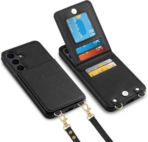 Vofolen for Samsung Galaxy S25 FE Case with Card Holder Crossbody Lanyard Strap Leather Wallet Case with Magnetic Clasp Kickstand Heavy Duty Protective Flip Cover for Galaxy S25FE for Women Black in Kuwait