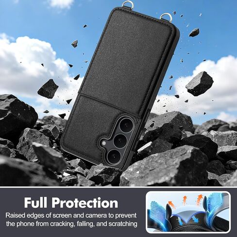 Vofolen for Samsung Galaxy S25 FE Case with Card Holder Crossbody Lanyard Strap Leather Wallet Case with Magnetic Clasp Kickstand Heavy Duty Protective Flip Cover for Galaxy S25FE for Women Black in Kuwait