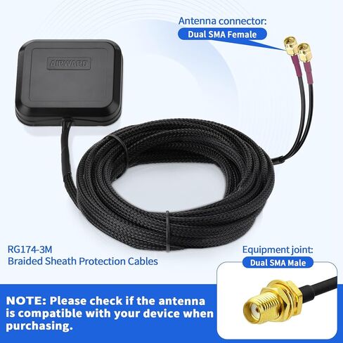 SUPERBAT 4G LTE SMA Male MIMO Antenna Adhesive Magnet Mount with 10ft Extension Cables for Verizon AT&T T-Mobile Sprint 4G LTE Router Cellular IoT Gateway Mobile Broadband Modem Hotspot in Saudi Arabia