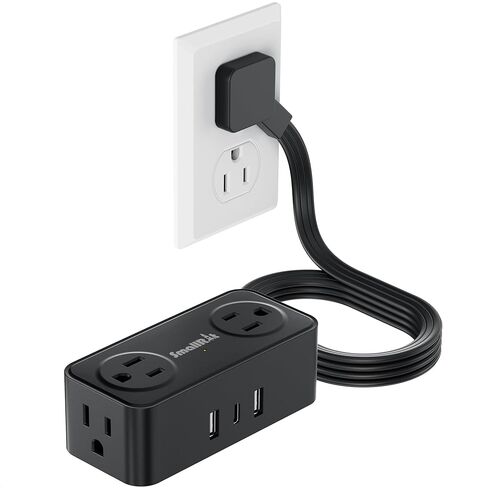 شريط طاقة بطول 6.5 قدم مع واقي من زيادة التيار، و4 منافذ و3 منافذ USB، ومحطة شحن مسطحة للمكتب المنزلي وأساسيات السكن الجامعي، أبيض in Saudi Arabia
