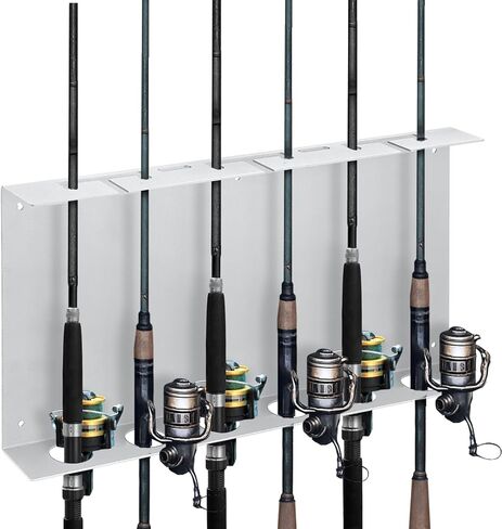 Soulchen Ice Fishing Rod Holder for Wall or Ceiling Mounted Fishing Pole Holders 5 Rod Holders for Fishin 1.5 mm Thick Sturdy Iron Vertical Rods Organizer for Garage Indoor Outdoor, 15.7 x 2'', Black in Saudi Arabia