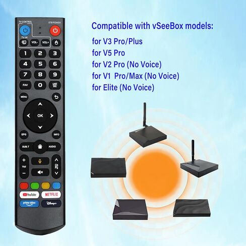 بديل جهاز التحكم عن بعد الصوتي V3 Pro لموديلات VSeeBox V5/ V3/ V2/ V1 Pro، V3 Plus، V1 Max/Elite in Kuwait
