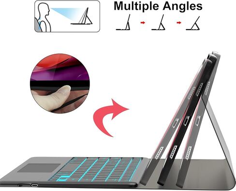 Touch Keyboard Case for Xiaomi Redmi Pad 2 Pro 12.1" 2025, 7 Colors Backlit Detachable Bluetooth Keyboard, Multi-Touch Trackpad, Folio Cover with Pencil Holder for Redmi Pad Pro/Xiaomi Poco Pad 12.1" in Saudi Arabia