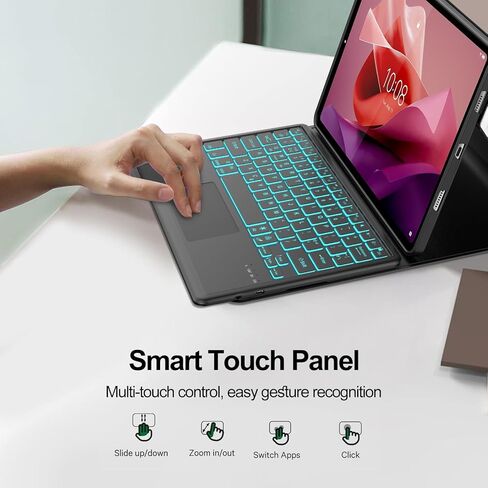 Touch Keyboard Case for Xiaomi Redmi Pad 2 Pro 12.1" 2025, 7 Colors Backlit Detachable Bluetooth Keyboard, Multi-Touch Trackpad, Folio Cover with Pencil Holder for Redmi Pad Pro/Xiaomi Poco Pad 12.1" in Saudi Arabia