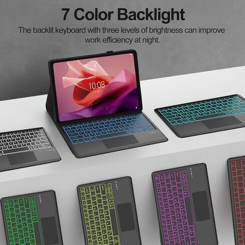 Touch Keyboard Case for Xiaomi Redmi Pad 2 Pro 12.1" 2025, 7 Colors Backlit Detachable Bluetooth Keyboard, Multi-Touch Trackpad, Folio Cover with Pencil Holder for Redmi Pad Pro/Xiaomi Poco Pad 12.1" in Saudi Arabia