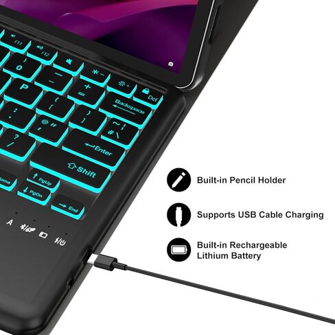 Touch Keyboard Case for Xiaomi Redmi Pad 2 Pro 12.1" 2025, 7 Colors Backlit Detachable Bluetooth Keyboard, Multi-Touch Trackpad, Folio Cover with Pencil Holder for Redmi Pad Pro/Xiaomi Poco Pad 12.1" in Saudi Arabia