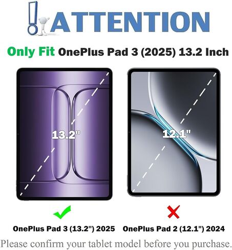 حافظة لوحة مفاتيح بإضاءة خلفية لجهاز OnePlus Pad 3 (13.2 بوصة) 2025، 7 ألوان قوس قزح بإضاءة خلفية قابلة للفصل ولوحة لمس بلوتوث وغطاء ذكي فوليو in Kuwait