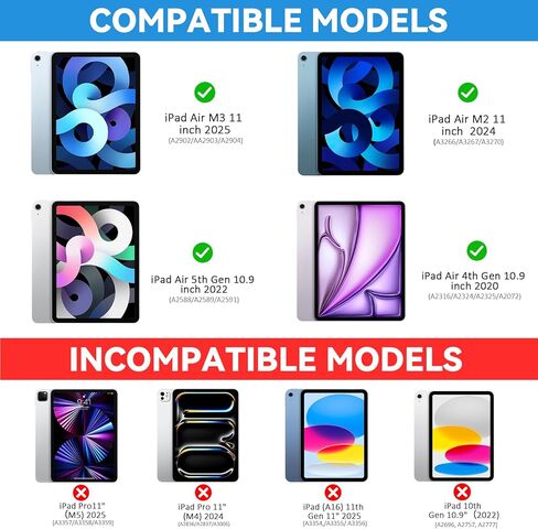 حافظة لوحة مفاتيح JKSML لجهاز iPad Air 11 بوصة M3/M2(2025/2024)، حافظة iPad Air الجيل الخامس/4th 2022/2020 10.9 بوصة، غطاء لوحة مفاتيح بلوتوث لاسلكي قابل للفصل مع حامل قلم رصاص، أخضر داكن in Kuwait
