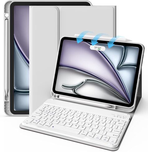 حافظة لوحة مفاتيح JKSML لجهاز iPad Air 11 بوصة M3/M2(2025/2024)، حافظة iPad Air الجيل الخامس/4th 2022/2020 10.9 بوصة، غطاء لوحة مفاتيح بلوتوث لاسلكي قابل للفصل مع حامل قلم رصاص، أخضر داكن in Kuwait
