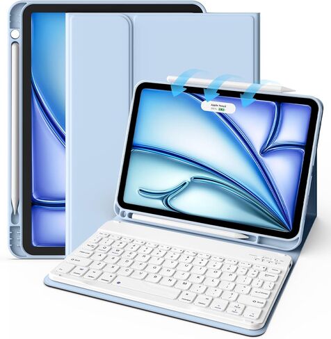 حافظة لوحة مفاتيح JKSML لجهاز iPad Air 11 بوصة M3/M2(2025/2024)، حافظة iPad Air الجيل الخامس/4th 2022/2020 10.9 بوصة، غطاء لوحة مفاتيح بلوتوث لاسلكي قابل للفصل مع حامل قلم رصاص، أخضر داكن in Kuwait