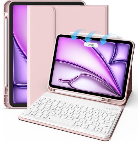 حافظة لوحة مفاتيح JKSML لجهاز iPad Air 11 بوصة M3/M2(2025/2024)، حافظة iPad Air الجيل الخامس/4th 2022/2020 10.9 بوصة، غطاء لوحة مفاتيح بلوتوث لاسلكي قابل للفصل مع حامل قلم رصاص، أخضر داكن in Kuwait